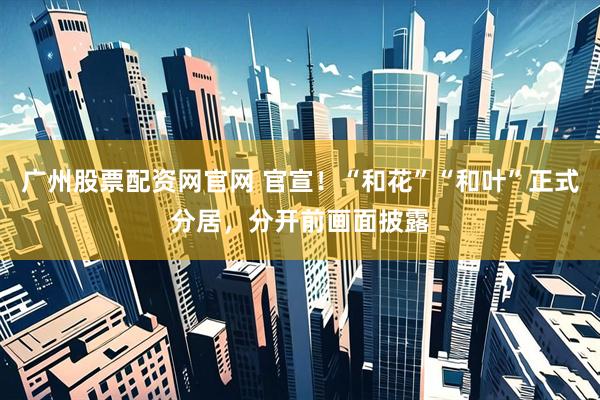 广州股票配资网官网 官宣！“和花”“和叶”正式分居，分开前画面披露